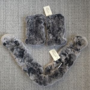 Overland Rex Rabbit Fur Gloves & Scarf Set